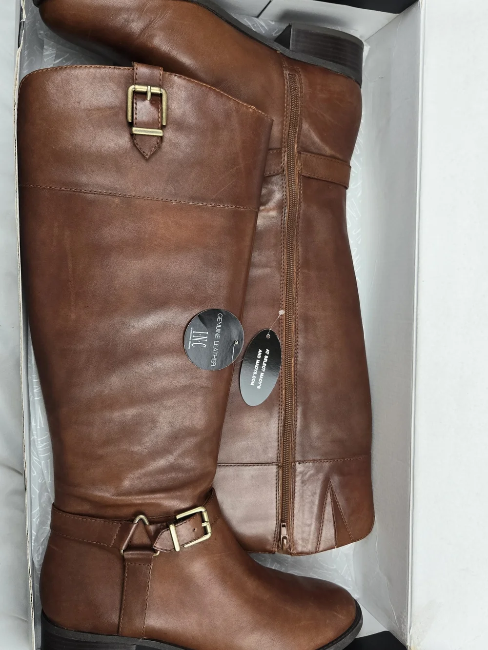 New INC International Concepts Fedee Genuine Leather Knee High Riding Boots 10M